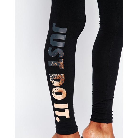 Nike Pants - Nike Black Leggings with Rose Gold Writing